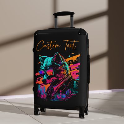 Custom Gangster Wolf Suitcase - Edgy luggage featuring a personalized gangster wolf design for the adventurous traveler.