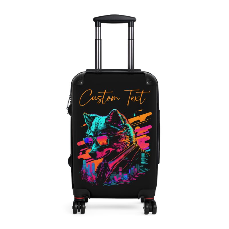 Custom Gangster Wolf Suitcase - Edgy luggage featuring a personalized gangster wolf design for the adventurous traveler.