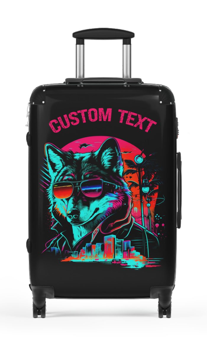 Custom Gangster Wolf Suitcase - Edgy luggage featuring a personalized gangster wolf design for the adventurous traveler.