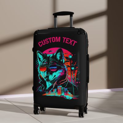 Custom Gangster Wolf Suitcase - Edgy luggage featuring a personalized gangster wolf design for the adventurous traveler.