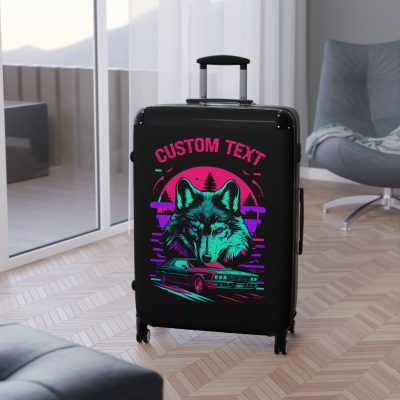 Custom Gangster Wolf Suitcase - Edgy luggage featuring a personalized gangster wolf design for the adventurous traveler.