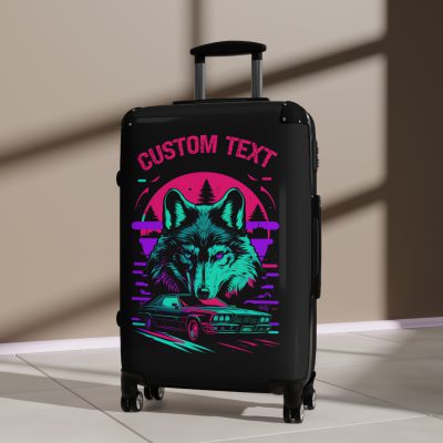 Custom Gangster Wolf Suitcase - Edgy luggage featuring a personalized gangster wolf design for the adventurous traveler.