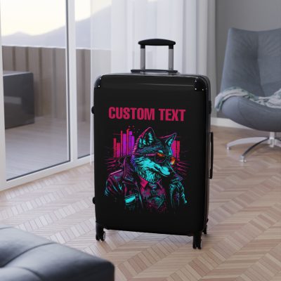 Custom Gangster Wolf Suitcase - Edgy luggage featuring a personalized gangster wolf design for the adventurous traveler.