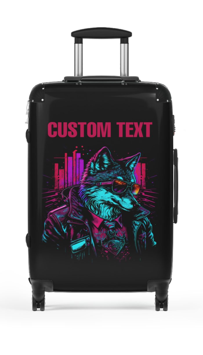 Custom Gangster Wolf Suitcase - Edgy luggage featuring a personalized gangster wolf design for the adventurous traveler.