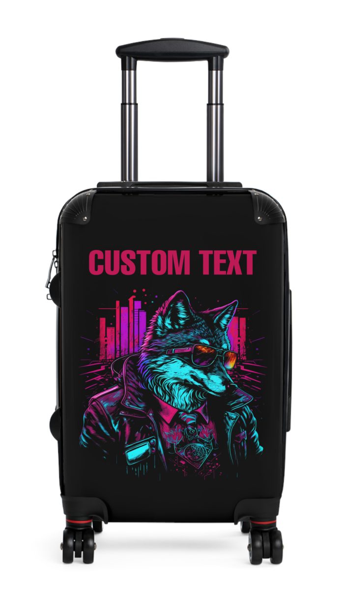 Custom Gangster Wolf Suitcase - Edgy luggage featuring a personalized gangster wolf design for the adventurous traveler.