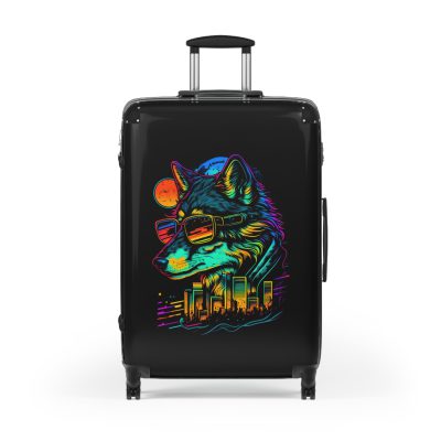 Gangster Wolf Suitcase - Stylish and edgy luggage showcasing a fierce gangster wolf design for the bold traveler.