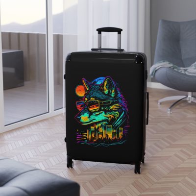 Gangster Wolf Suitcase - Stylish and edgy luggage showcasing a fierce gangster wolf design for the bold traveler.