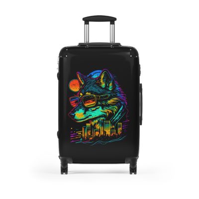 Gangster Wolf Suitcase - Stylish and edgy luggage showcasing a fierce gangster wolf design for the bold traveler.