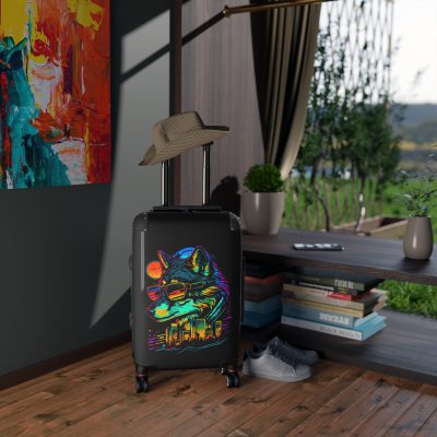 Gangster Wolf Suitcase - Stylish and edgy luggage showcasing a fierce gangster wolf design for the bold traveler.