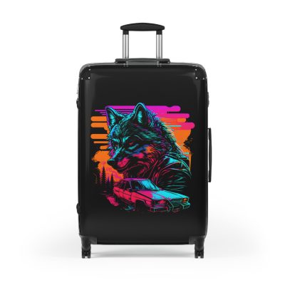 Gangster Wolf Suitcase - Stylish and edgy luggage showcasing a fierce gangster wolf design for the bold traveler.