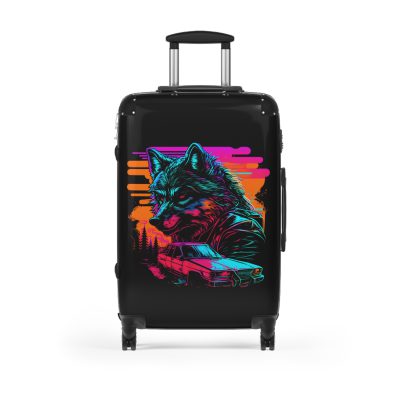 Gangster Wolf Suitcase - Stylish and edgy luggage showcasing a fierce gangster wolf design for the bold traveler.