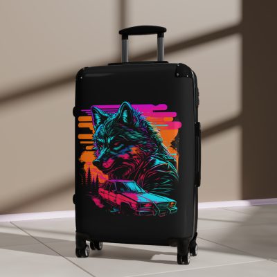 Gangster Wolf Suitcase - Stylish and edgy luggage showcasing a fierce gangster wolf design for the bold traveler.