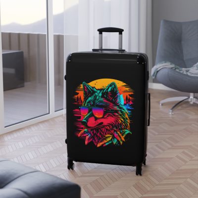 Gangster Wolf Suitcase - Stylish and edgy luggage showcasing a fierce gangster wolf design for the bold traveler.