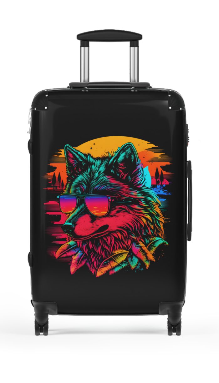 Gangster Wolf Suitcase - Stylish and edgy luggage showcasing a fierce gangster wolf design for the bold traveler.