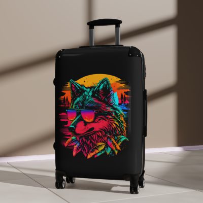 Gangster Wolf Suitcase - Stylish and edgy luggage showcasing a fierce gangster wolf design for the bold traveler.