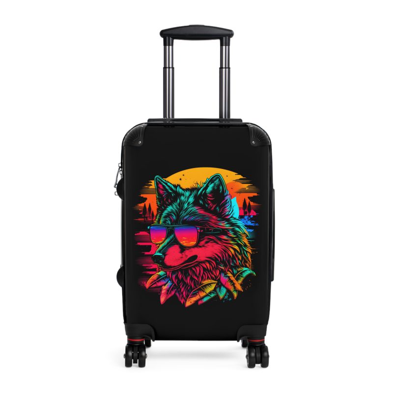 Gangster Wolf Suitcase - Stylish and edgy luggage showcasing a fierce gangster wolf design for the bold traveler.