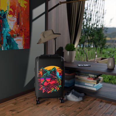 Gangster Wolf Suitcase - Stylish and edgy luggage showcasing a fierce gangster wolf design for the bold traveler.