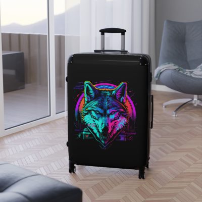 Gangster Wolf Suitcase - Stylish and edgy luggage showcasing a fierce gangster wolf design for the bold traveler.