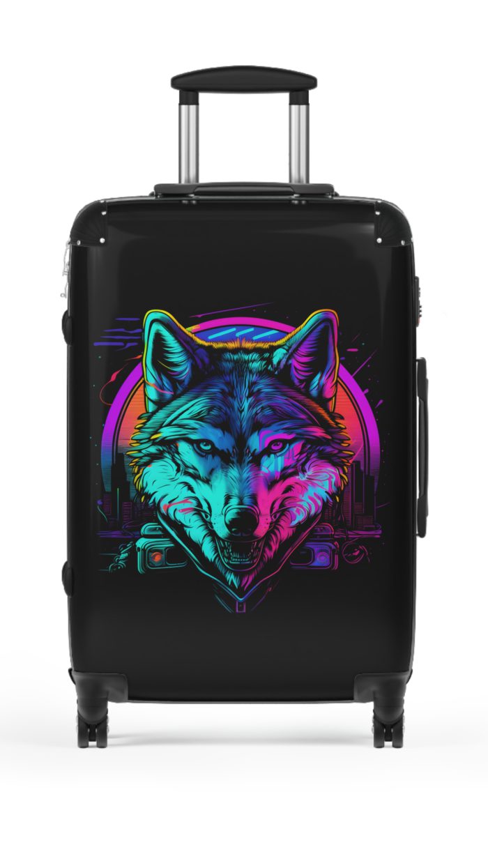 Gangster Wolf Suitcase - Stylish and edgy luggage showcasing a fierce gangster wolf design for the bold traveler.