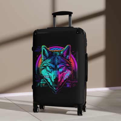 Gangster Wolf Suitcase - Stylish and edgy luggage showcasing a fierce gangster wolf design for the bold traveler.