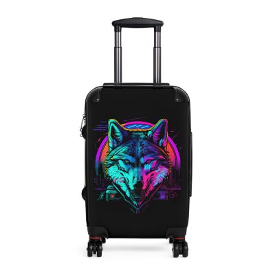 Gangster Wolf Suitcase - Stylish and edgy luggage showcasing a fierce gangster wolf design for the bold traveler.