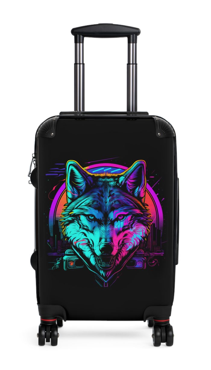 Gangster Wolf Suitcase - Stylish and edgy luggage showcasing a fierce gangster wolf design for the bold traveler.