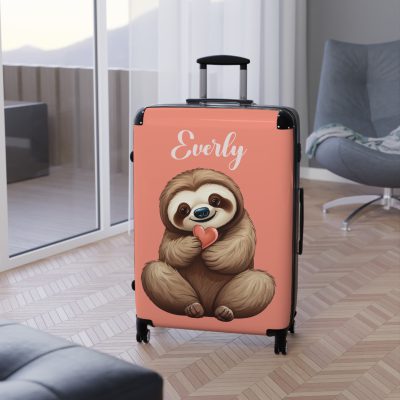 Whimsical Custom Cute Sloth suitcase, a durable and personalized travel companion. Crafted with chosen cute sloth designs, it's perfect for enthusiasts on the go.