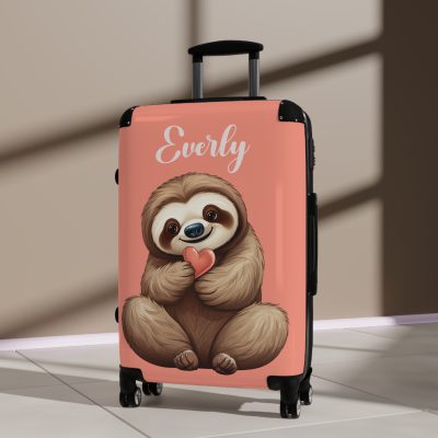 Whimsical Custom Cute Sloth suitcase, a durable and personalized travel companion. Crafted with chosen cute sloth designs, it's perfect for enthusiasts on the go.