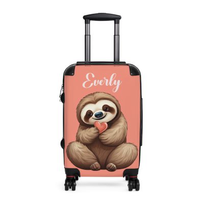 Whimsical Custom Cute Sloth suitcase, a durable and personalized travel companion. Crafted with chosen cute sloth designs, it's perfect for enthusiasts on the go.