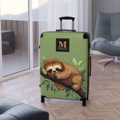 Whimsical Custom Cute Sloth suitcase, a durable and personalized travel companion. Crafted with chosen cute sloth designs, it's perfect for enthusiasts on the go.