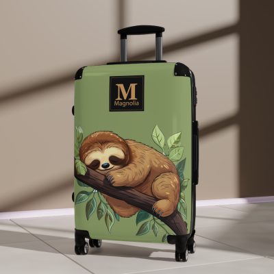 Whimsical Custom Cute Sloth suitcase, a durable and personalized travel companion. Crafted with chosen cute sloth designs, it's perfect for enthusiasts on the go.