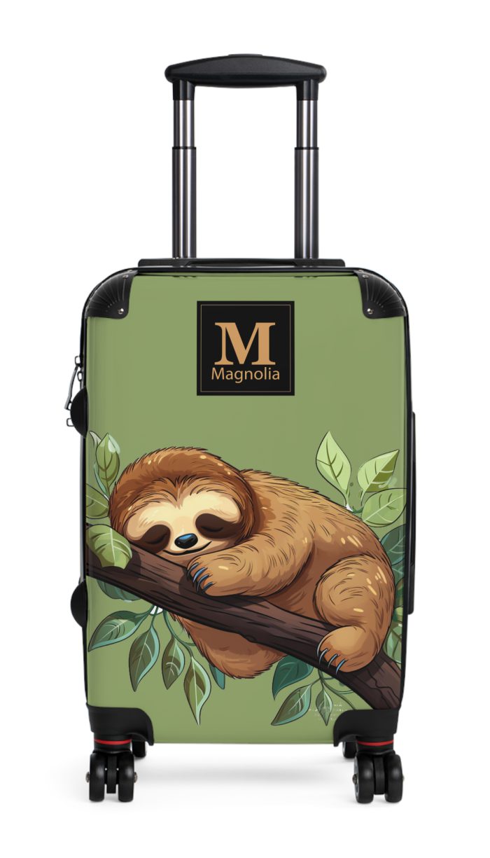 Whimsical Custom Cute Sloth suitcase, a durable and personalized travel companion. Crafted with chosen cute sloth designs, it's perfect for enthusiasts on the go.