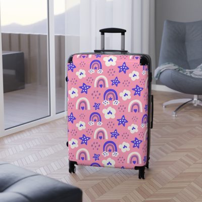 Enchanting rainbow unicorn suitcase, perfect for unicorn enthusiasts. Vibrant design and durable build make it a magical and practical travel companion.