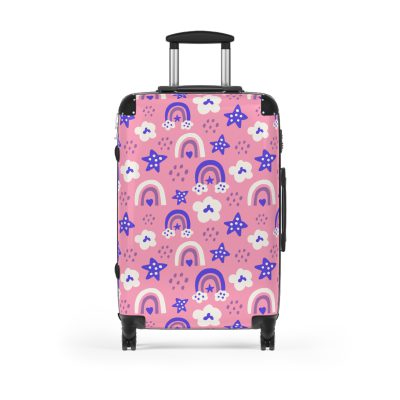 Enchanting rainbow unicorn suitcase, perfect for unicorn enthusiasts. Vibrant design and durable build make it a magical and practical travel companion.