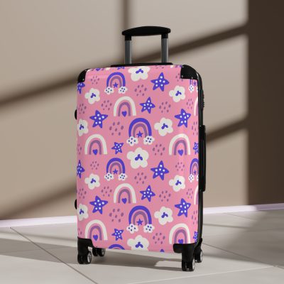 Enchanting rainbow unicorn suitcase, perfect for unicorn enthusiasts. Vibrant design and durable build make it a magical and practical travel companion.