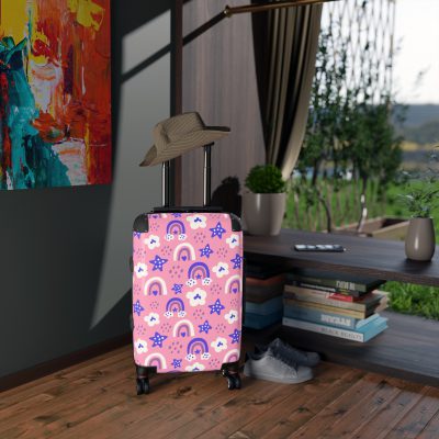 Enchanting rainbow unicorn suitcase, perfect for unicorn enthusiasts. Vibrant design and durable build make it a magical and practical travel companion.