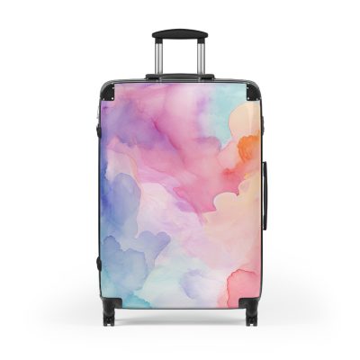 Pastel Watercolor Suitcase - A customized travel essential adorned with soothing pastel hues, adding a touch of serenity to your voyages.