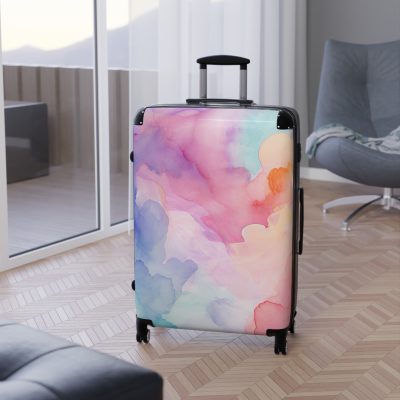 Pastel Watercolor Suitcase - A customized travel essential adorned with soothing pastel hues, adding a touch of serenity to your voyages.