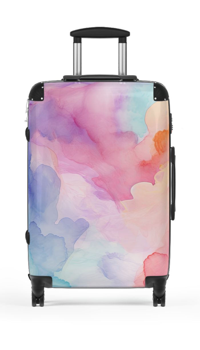 Pastel Watercolor Suitcase - A customized travel essential adorned with soothing pastel hues, adding a touch of serenity to your voyages.