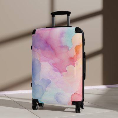 Pastel Watercolor Suitcase - A customized travel essential adorned with soothing pastel hues, adding a touch of serenity to your voyages.