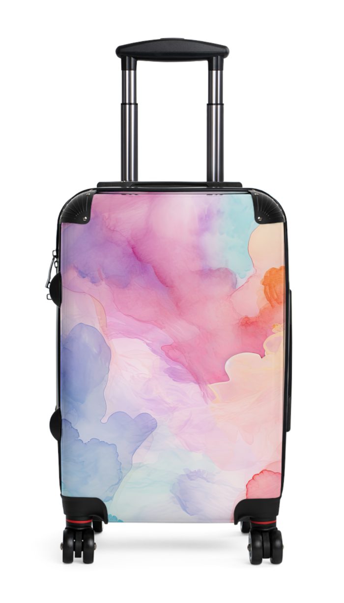 Pastel Watercolor Suitcase - A customized travel essential adorned with soothing pastel hues, adding a touch of serenity to your voyages.