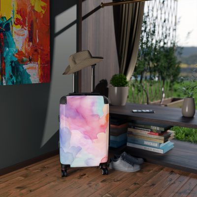 Pastel Watercolor Suitcase - A customized travel essential adorned with soothing pastel hues, adding a touch of serenity to your voyages.