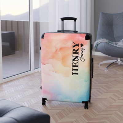 Pastel Watercolor Custom Suitcase - Tailored for you, adorned with pastel watercolors, a one-of-a-kind travel companion.