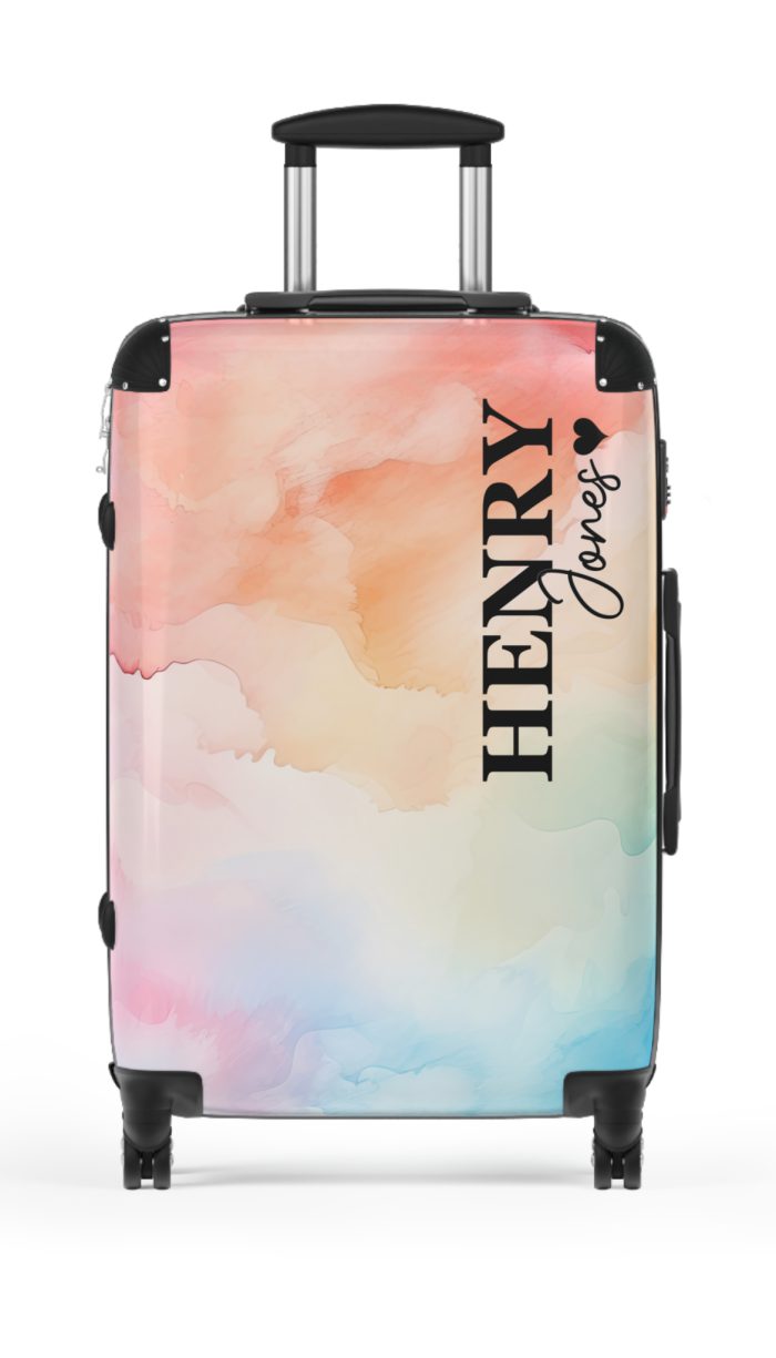 Pastel Watercolor Custom Suitcase - Tailored for you, adorned with pastel watercolors, a one-of-a-kind travel companion.