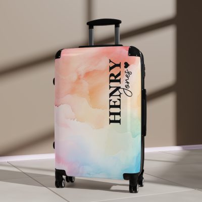 Pastel Watercolor Custom Suitcase - Tailored for you, adorned with pastel watercolors, a one-of-a-kind travel companion.