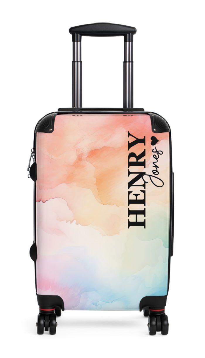 Pastel Watercolor Custom Suitcase - Tailored for you, adorned with pastel watercolors, a one-of-a-kind travel companion.