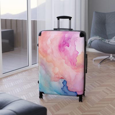 Pastel Watercolor Suitcase - A travel essential adorned with soothing pastel hues, adding a touch of serenity to your voyages.