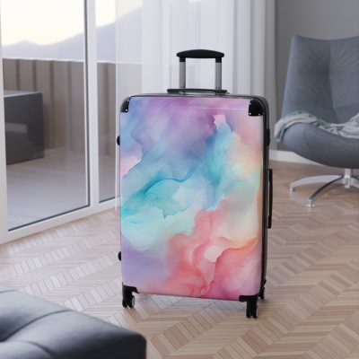 Pastel Watercolor Suitcase - A travel essential adorned with soothing pastel hues, adding a touch of serenity to your voyages.