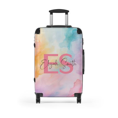 Pastel Watercolor Custom Suitcase - Tailored for you, adorned with pastel watercolors, a one-of-a-kind travel companion.