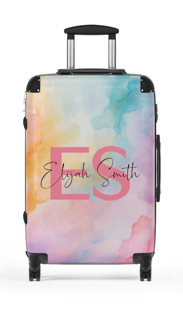 Pastel Watercolor Custom Suitcase - Tailored for you, adorned with pastel watercolors, a one-of-a-kind travel companion.